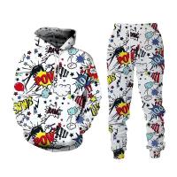 Nuevo conjunto de chándal con estampado de dibujos animados en 3d de Hip Hop para hombre y mujer, Sudadera con capucha y pantalones, conjuntos de 2 uds, ropa deportiva de moda, jersey para primavera y otoño - details 1