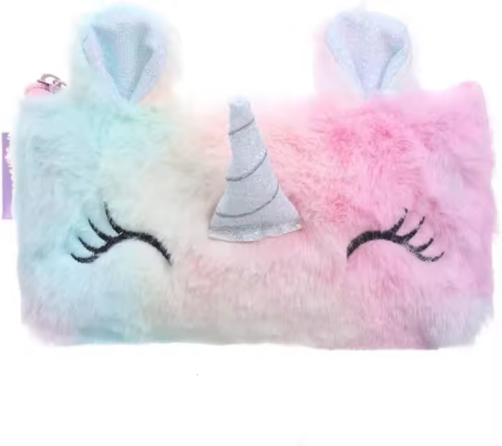 Estuche de Lápices Unicornio de Peluche Bolsa de Cosméticos Grande para Niñas - 1