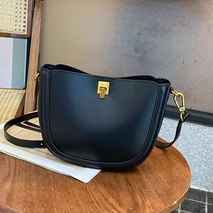 Bolso Cruzado de Cuero Genuino para Mujeres Correa Ajustable Tonos Marrones y Dorados - 1