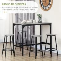 Conjunto de mesa alta de bar y 4 taburetes, mesa alta de cocina con taburetes estilo industrial, marco de metal para salón, marrón rústico - details 11
