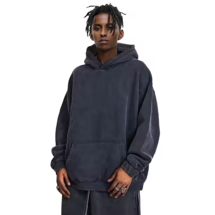 Sudadera con capucha para hombre,Primavera esencial，Suéter de calle Retro de manga larga súper suave，Con bolsillo - 1