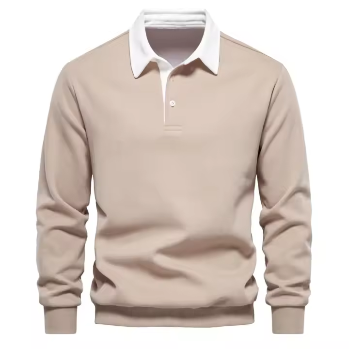 día del padre Otoño Camisa de suéter de manga larga para hombre Camisa deportiva informal de manga larga de color sólido Camisa deportiva informal de alta calidad para hombre - 1