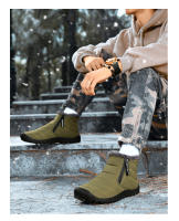 Botas de invierno informales para hombre, botines de terciopelo, impermeables, con doble cremallera, botas de nieve, zapatos de algodón antideslizantes cálidos para exteriores - details 16