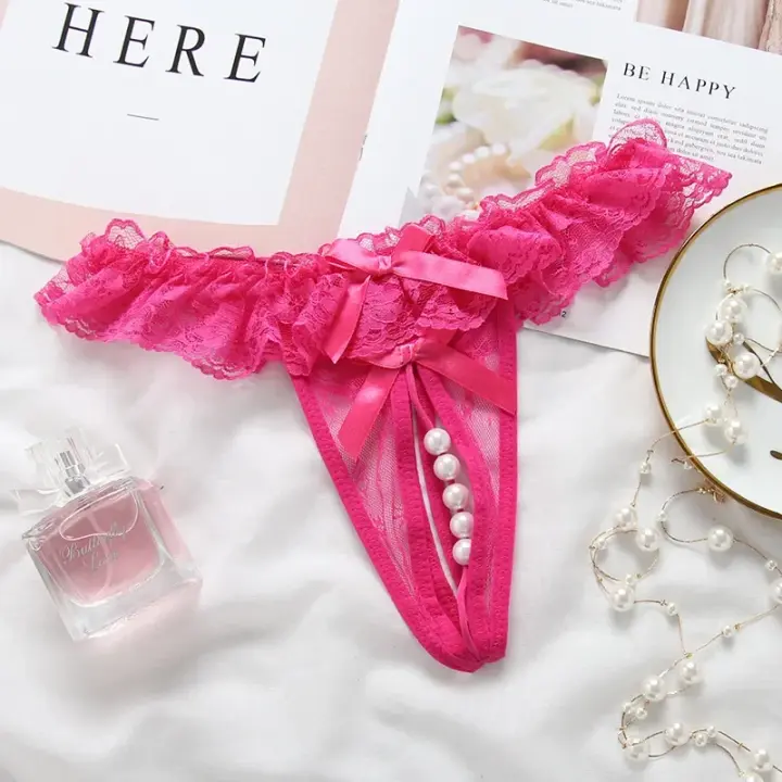 Tornova Lencería Sexy de Cintura Vacía Pantis de Encaje con Lazo Ropa Interior de Moda para Mujeres - 1