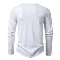 Camisa De Algodón Para Hombre Con Botones Cuello Henley Manga Larga Casual Color Sólido Moda Camisetas Transpirable Ligera Y De Wicking De Humedad - details 3