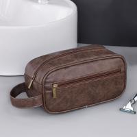 Bolsa de lavado de cuero portátil con múltiples bolsillos para hombre, bolsa con cierre de gran capacidad para almacenamiento de cosméticos, bolsa de maquillaje de mano impermeable para viajes - details 6