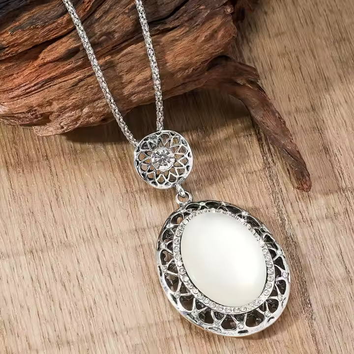 Colgante de acero de titanio retro elegante cadena larga estilo hip-hop neutro, con decoración de diamantes de imitación, multifuncional - 1