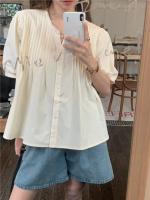 Blusa de verano para mujer, camisa de primavera, blusa para mujer, Blusas largas de gasa, informales, elegantes, Vintage, de manga larga, holgada de gran tamaño, blanca - details 7