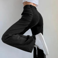 Pantalones de corte casual con plumas rectas de color liso para mujer, e, otoño e invierno, nuevo - details 4