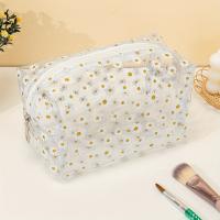 Bolsa de maquillaje con estampado de margaritas, bolsa transparente de PVC, rosa, impermeable para almacenamiento, 1 unidad - details 2