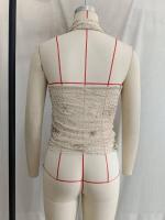 OUWU Conjunto de falda superior de tubo de punto de retazos para mujer, sin mangas, sin espalda, faldas plisadas en forma de U, tres, nuevo conjunto de vacaciones en la calle - details 1