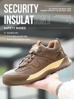 Zapatos de trabajo con punta compuesta para hombre, zapatillas de seguridad de cuero indestructibles, antigolpes, antipinchazos, aislamiento, 6KV - details 2