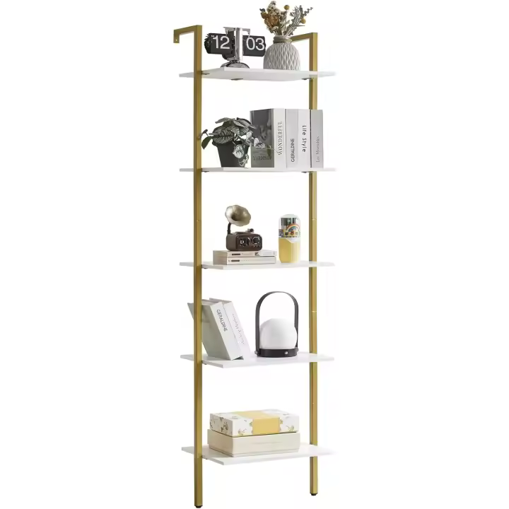 YMYNY Estantería Escalera, Estantería de 5 Niveles, Librería de Pie para Sala Estantería de Almacenaje, para Sala de Estar, Oficina, Dormitorio, 40 x 30 x 178CM, Marrón Rústico HBC015H - 1