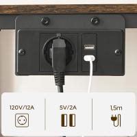 Mesita de Noche con Estación de Carga, Cajonera con Toma de Corriente y Puertos USB, 2 Cajones, Mesita Auxiliar Industrial, para Salón, Dormitorio, Oficina, Marrón Vintage y Negro XET02CBR - details 11
