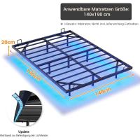 Cama 140 x 190 cm con iluminación LED, somier de láminas de metal, marco flotante para adultos, resistente y estable, fácil de montar - details 3