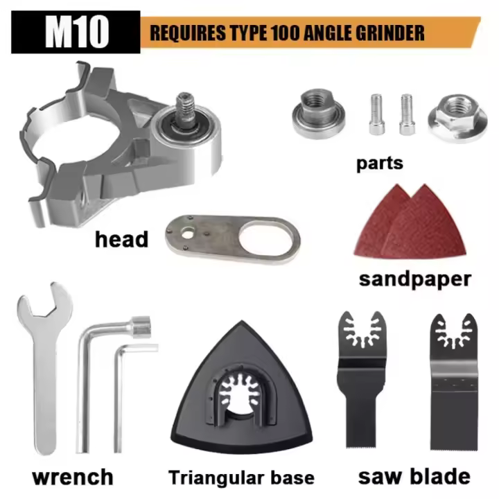 Accesorio para amoladora angular M10/M14, herramientas oscilantes de pulido, conversión de cabezales universales para carpintería, rosca M10/M14 - 1