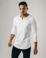Camisetas deportivas para hombre, camiseta informal de algodón con cuello Henry - details 10