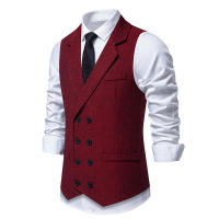 Chaleco de Doble Abotonadura para Hombres en Otoño Traje de Pana Gruesa de Heringbone - details 2