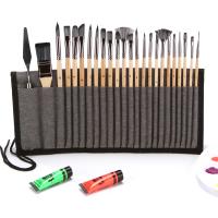 Pinceles de Pintura para Artistas con 24 Piezas Set de Arte Portátil para Principiantes en Acuarela Acrílica y Óleo Pintura de Cuerpo y Rostro con Bolsa de Roll-up - details 2