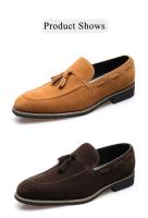Cuero de suela Oxford de gamuza con cierre de cordones estilo caminar impermeable comercial marrón negro informal para hombre - details 9