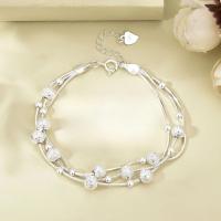 Pulsera 925 plata cuentas para mujer, brazalete bola suerte ajustable, hueco lujo, regalo boda - details 8
