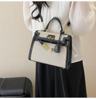 Bolso de mano de empalme de color en contraste de textura premium bolso de mensajero de hombro retro casual de nueva moda para mujer - details 42