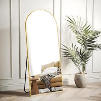 Cuerpo Entero Curvado, Espejos Grandes de Pared con Marco de Aluminio 161 x 52 cm, Espejo de Pie Inclinado o Colgante para Salón, Dormitorio, Entrada, Negro - details 54