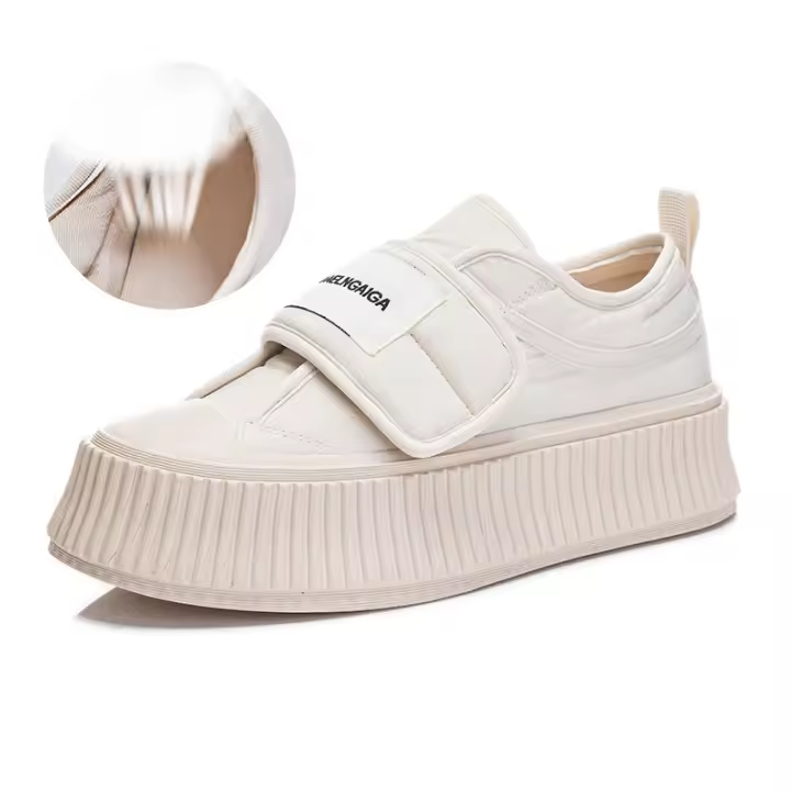Zapatos de galleta de piel de conejo real nuevos zapatos blancos pequeños zapatos de pan versátiles casuales para mujeres - 1