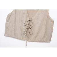 BUNO-traje de falda para mujer, Tops sin mangas con lazo y cuello en V, faldas Midi con cordón, Conjuntos Casuales de alta calle, moda - details 9