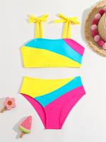 Traje de Baño Bikini de Dos Piezas con Colores en Contraste para Chica Adolescente para Vacaciones en la Playa - details 1