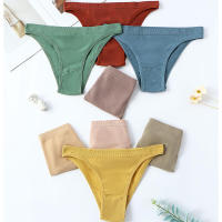 Tanga de algodón acanalado sin costuras para mujer, bragas de Bikini de cintura baja simples, ropa interior deportiva para niñas - details 3