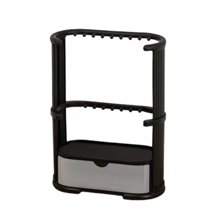 Estante de exhibición de pendiente de 3 niveles para el hogar, soporte de exhibición de collar de múltiples capas que ahorra espacio, duradero con cajón, caja de almacenamiento de escritorio - 1