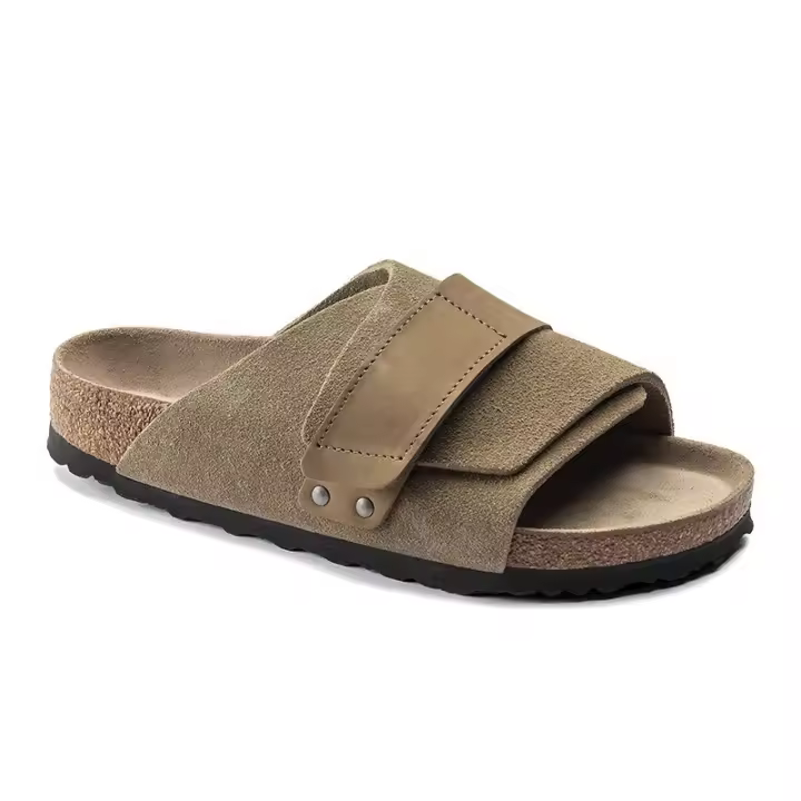 Fondo de corcho de piel de vaca, zapatillas geniales, ropa exterior para hombres y mujeres, arrastre de una palabra - 1