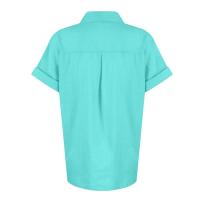 Camisa Simple y a la Moda para Mujer Algodón y Lino Informales, Clásicas con Manga Corta y Borlas - details 72