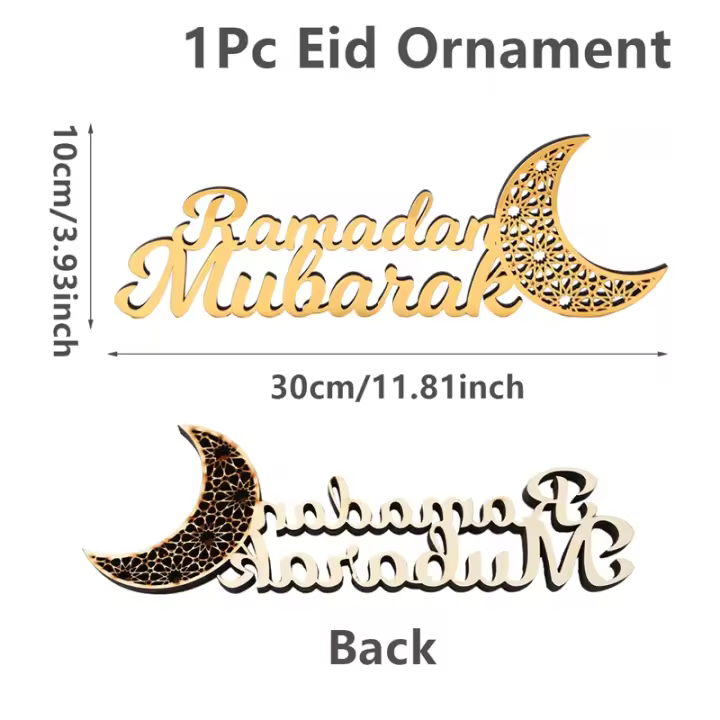 Luna Eid Mubarak adorno acrílico Ramadán Kareem decoraciones 2025 para el hogar islámico musulmán fiesta favores suministros adorno de escritorio - 1