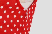 X Vestido acampanado con estampado de lunares y manga cuadrada elegante de verano para mujer - details 5