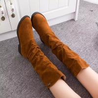 Nuevas botas de media pantorrilla de otoño e invierno para mujer, botas de caballero informales de tacón bajo con punta redonda para mujer, botas de mujer de terciopelo mate - details 16