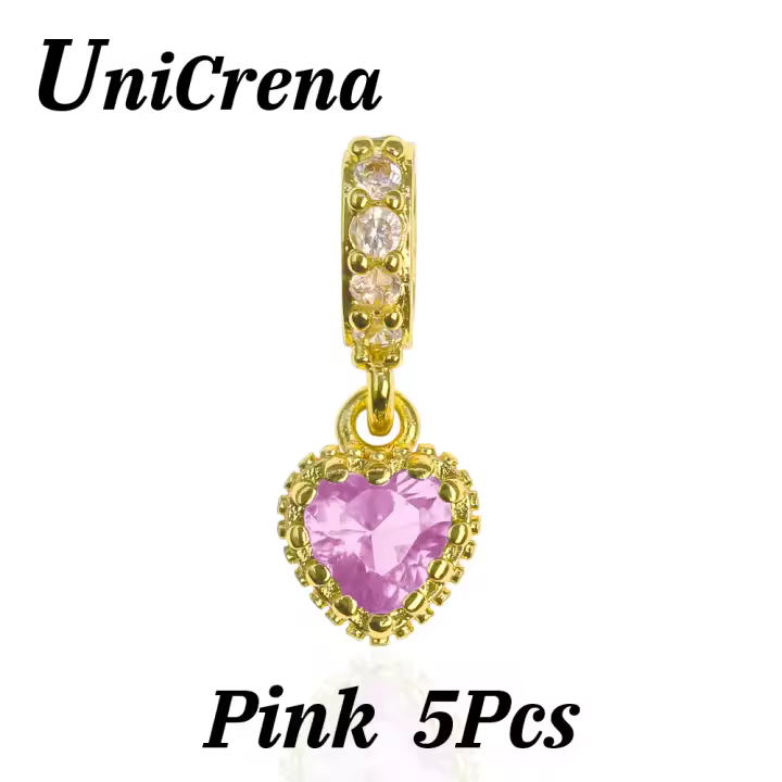 Encantos de Corazón UniCrena Colgante de Zirconia Plateado de Oro 18K Hazlo Tú Same DIY Joyería - 1