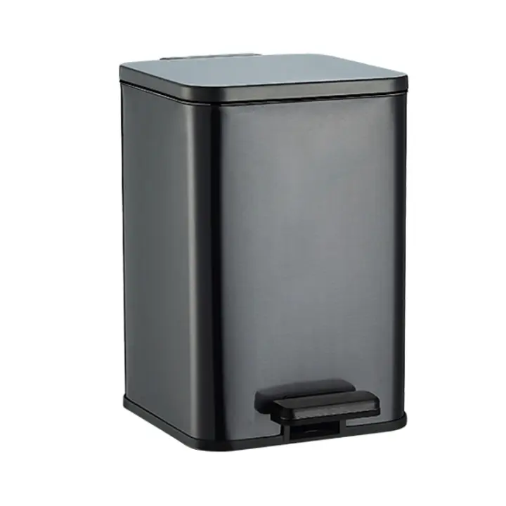 Bote de basura nórdico de acero inoxidable con tapa, cubo sanitario de pie para cocina, sala de estar, inodoro, 10l - 1
