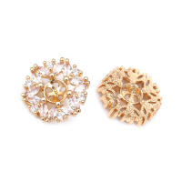 Alta calidad, latón de Color oro de 18K y circonita, botones redondos para ropa, fabricación de joyas, accesorios Diy - details 15