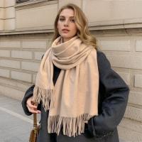 Bufanda de Cachemira de Color liso para mujer, chales gruesos y cálidos de Pashmina con borlas, manta femenina, Hijab, 2024 - details 21