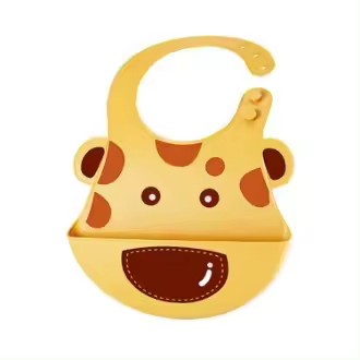 Baberos de Silicona Impermeables para Bebés Diseño 3D de Elefante Giraffe Mono Fácil de Limpiar - 1