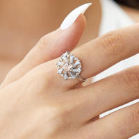 Anillo giratorio de flor de molino de viento con copos de nieve de circonio de cristal a la moda para mujeres y niñas, joyería para fiesta, regalo antiestrés - details 45