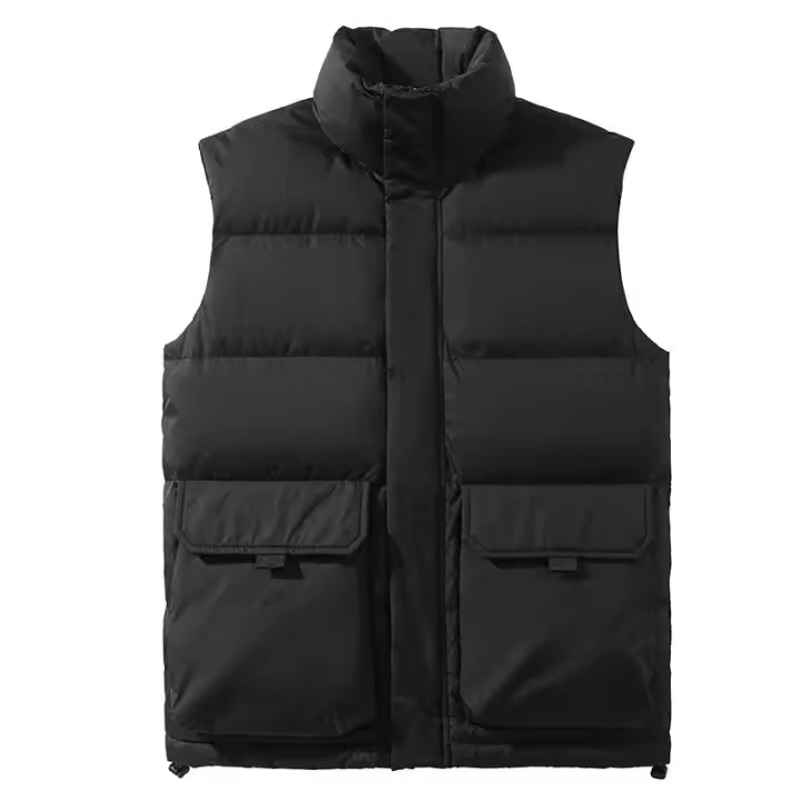 Chaleco informal de invierno para hombre estándar 90%, chaqueta con chaleco con cremallera larga, diseño sin mangas impermeable - 1