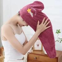 Gorro de Ducha de Lana de Coral Engrosado Gorro de Baño Absorbente con Bordado de Dibujos Animados para Mujeres - details 1