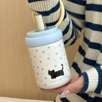 Botella de agua térmica duradera de 500ML con asa, taza de vacío de acero inoxidable 316, tapa de gato de dibujos animados, taza de té de paja para niños y niñas - details 9