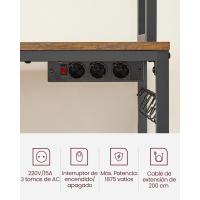 Estantería para Panadería con Toma de Corriente, Soporte de Microondas, Estantería de Cocina, Alambre de Metal, 14 Ganchos, 40 x 80 x 170 cm, Marrón Rústico y Negro - details 22