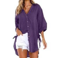 Camisas irregulares y con cordones Blusas elegantes OL para mujer - details 5