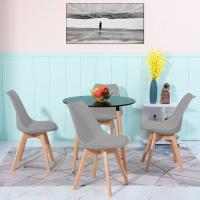 Juego de Mesa de Comedor y Sillas, 1 Mesa Redonda de 80 cm + 4 Sillas Blancas, de Diseño Nórdico - details 28