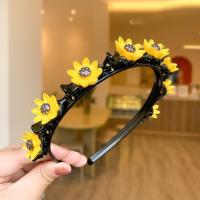 Horquilla coreana con flequillo doble, diadema con flores coloridas de princesa, aro de pelo ondulado para niños, diadema trenzada Kawaii con dientes para fiesta - details 4